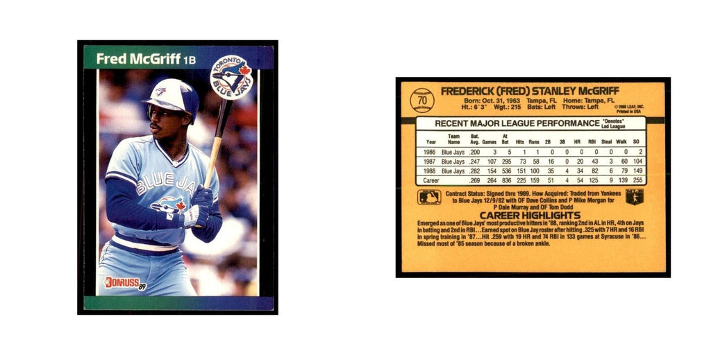 1989 Donruss Fred McGriff Baseball Cards #70
