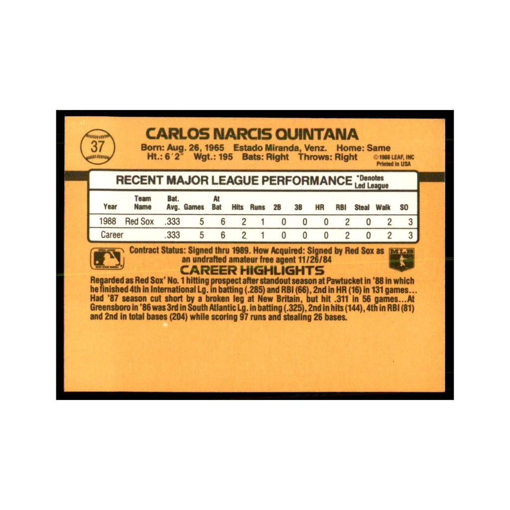 1989 Donruss Carlos Quintana Baseball Cards #37