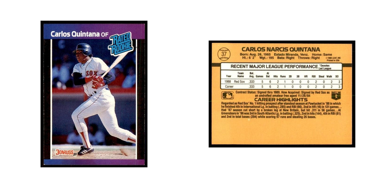 1989 Donruss Carlos Quintana Baseball Cards #37