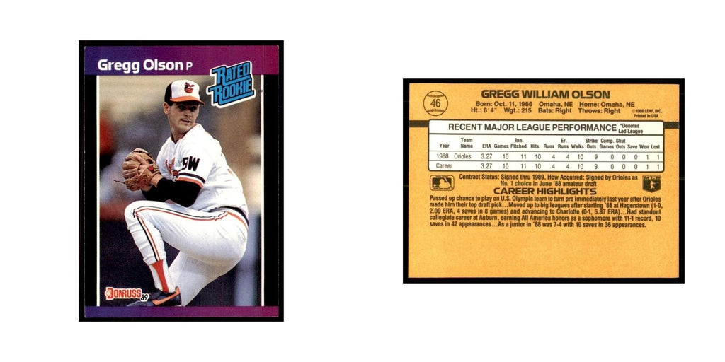 1989 Donruss Gregg Olson Baseball Cards #46