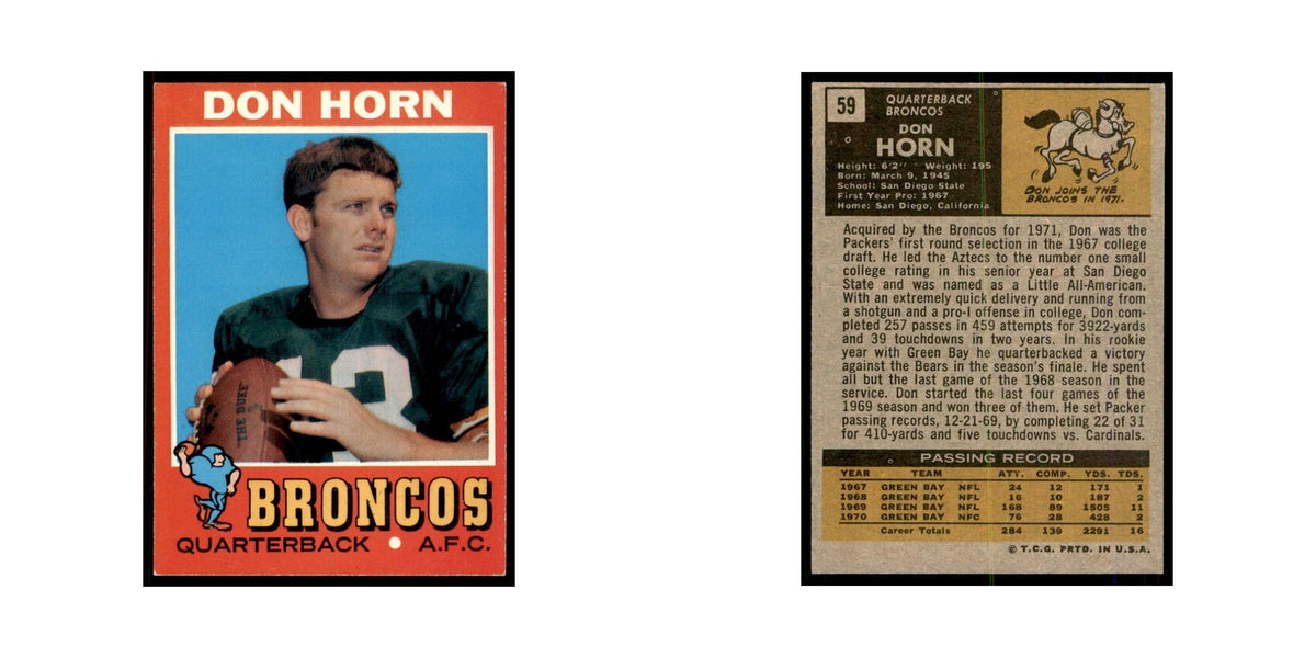 1971 Topps Don Horn Football Cards #59