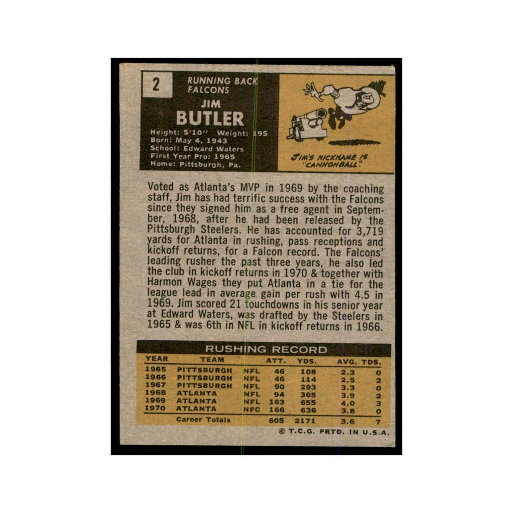 1971 Topps Jim Butler Football Cards #2