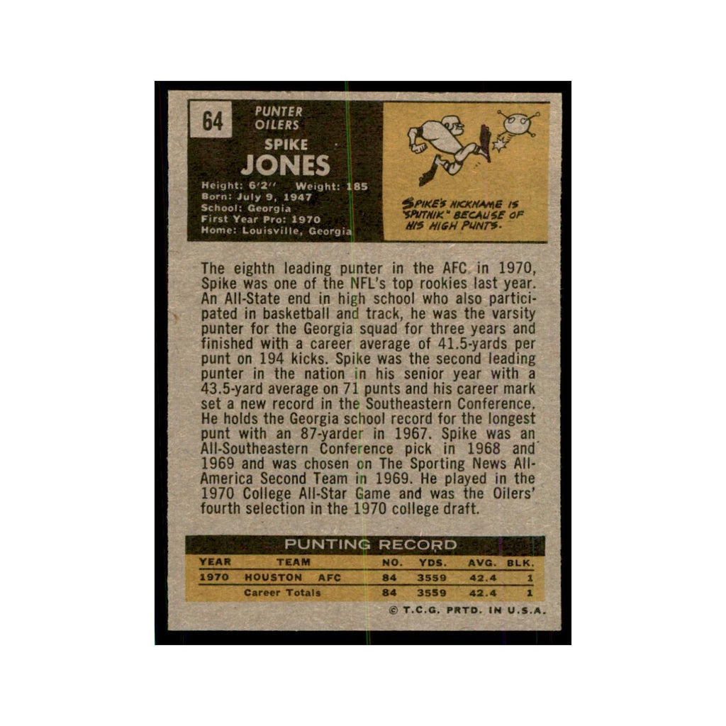 1971 Topps Spike Jones Football Cards #64