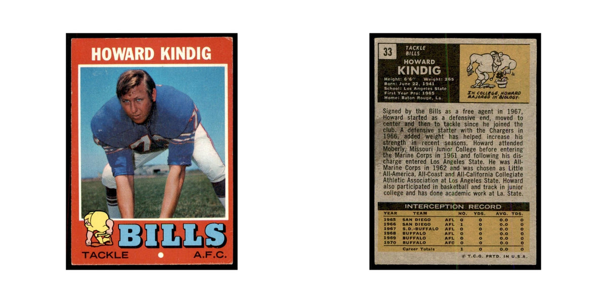 1971 Topps Howard Kindig Football Cards #33