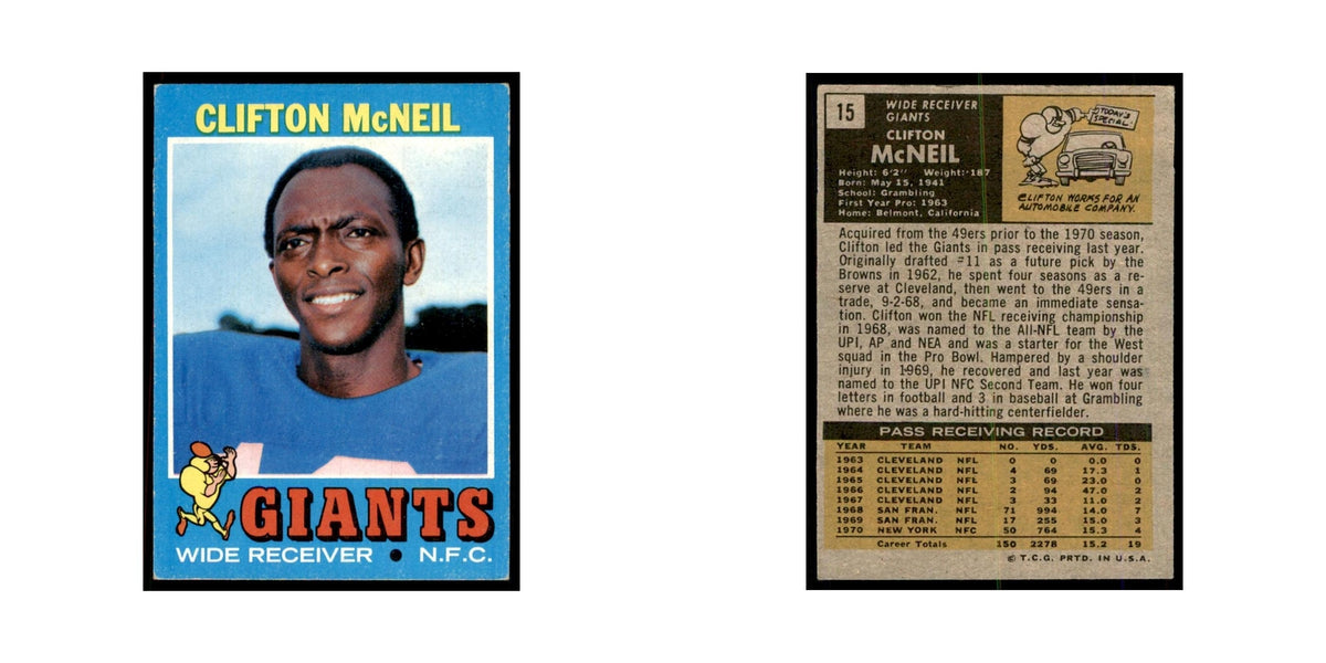 1971 Topps Clifton McNeil Football Cards #15