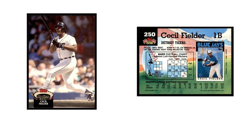 1992 Stadium Club Cecil Fielder Baseball Cards #250