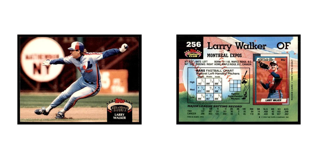 1992 Stadium Club Larry Walker Baseball Cards #256