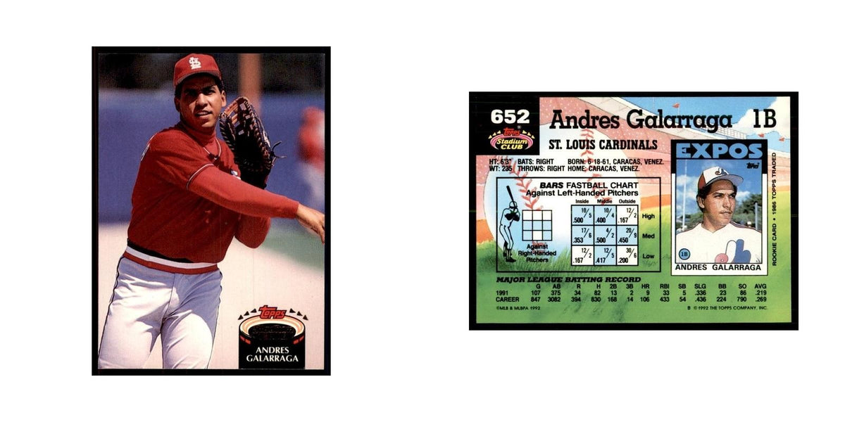 1992 Stadium Club Andres Galarraga Baseball Cards #652