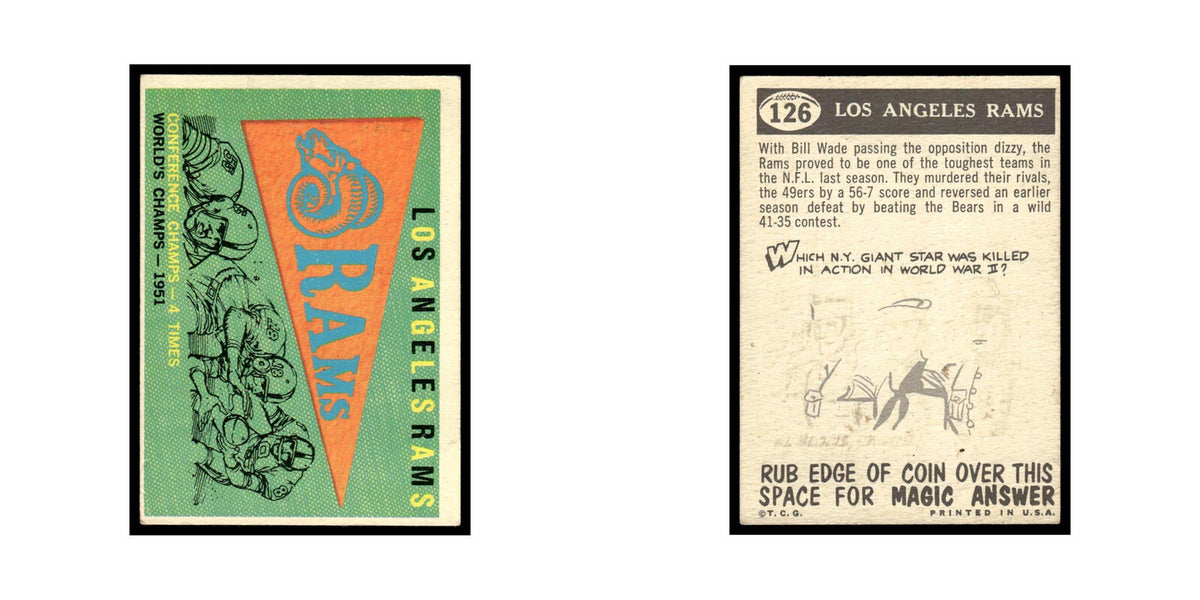 Los Angeles Rams 1959 Topps #126 Football Card EX