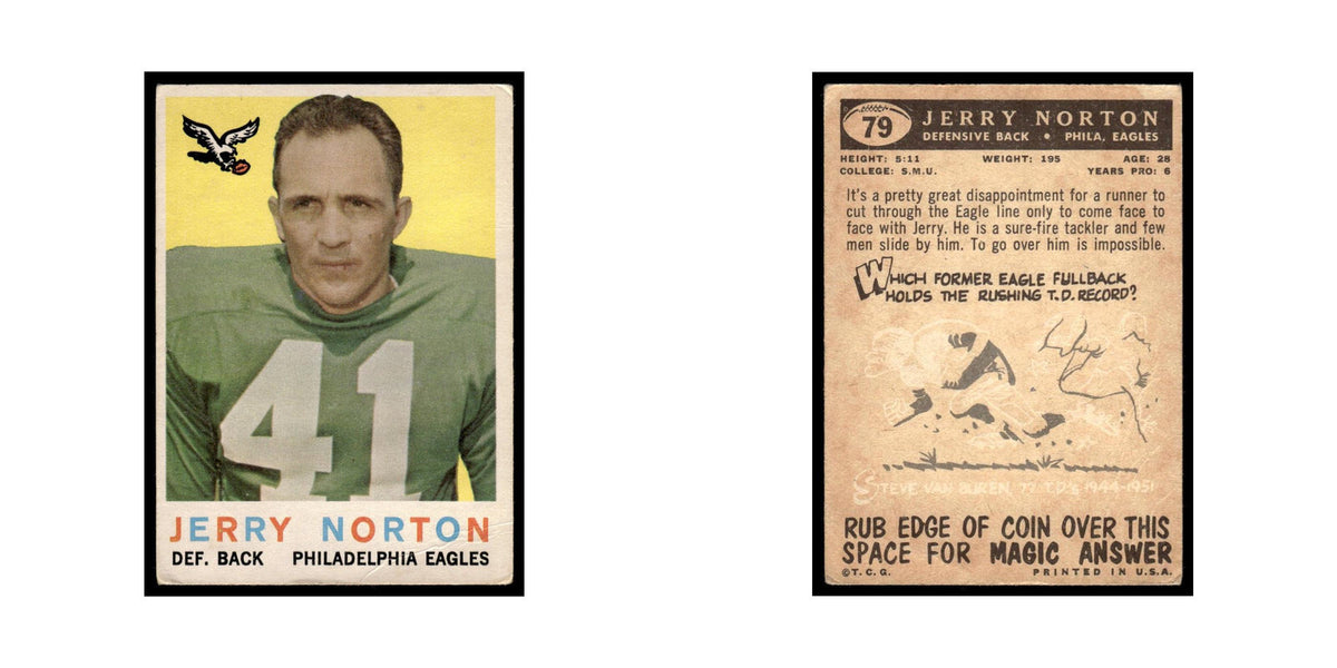Jerry Norton 1959 Topps (Damaged) #79 Philadelphia Eagles Football Card Poor