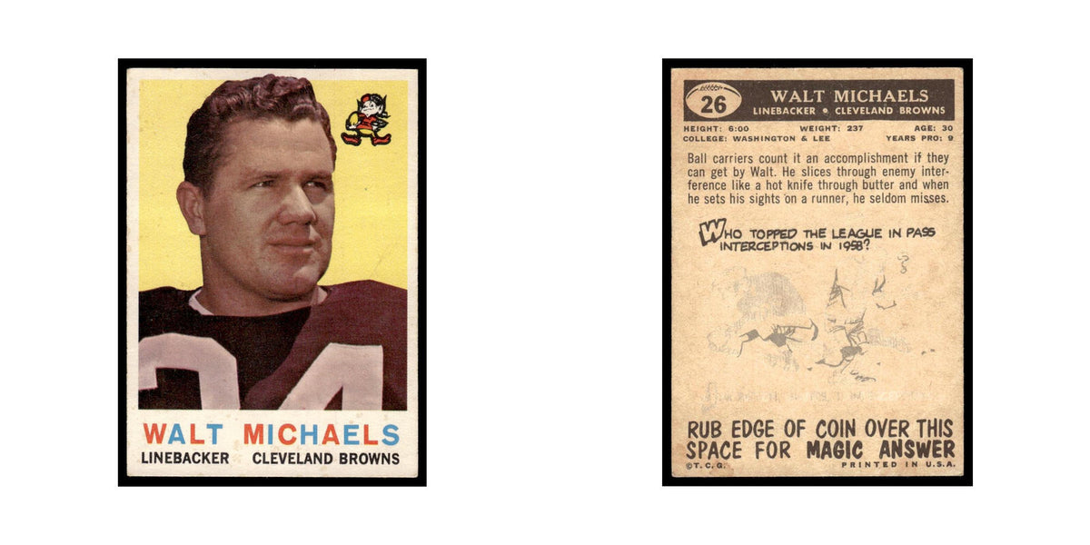 Walt Michaels 1959 Topps #26 Cleveland Browns Football Card EX