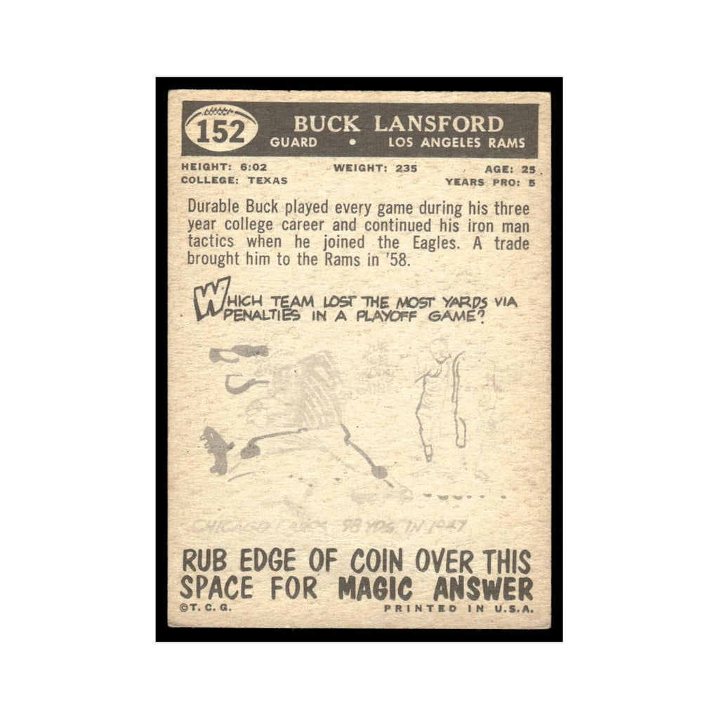 Buck Lansford 1959 Topps #152 Los Angeles Rams Football Card EX