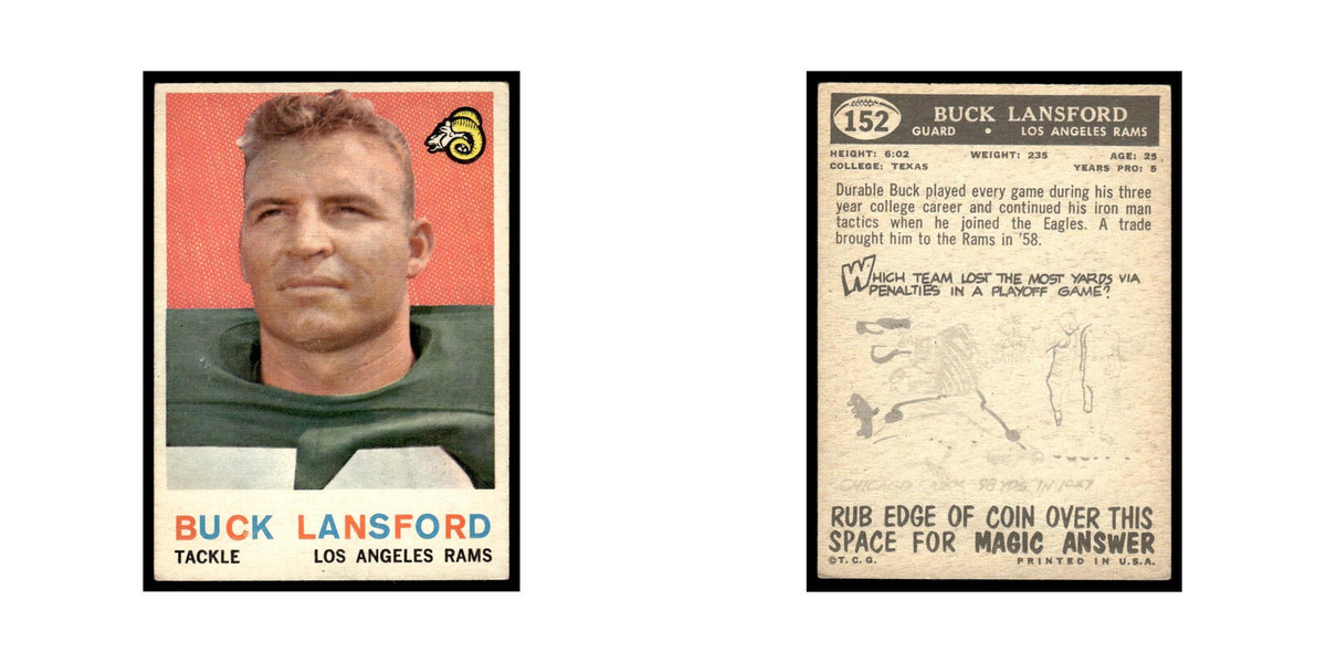 Buck Lansford 1959 Topps #152 Los Angeles Rams Football Card EX