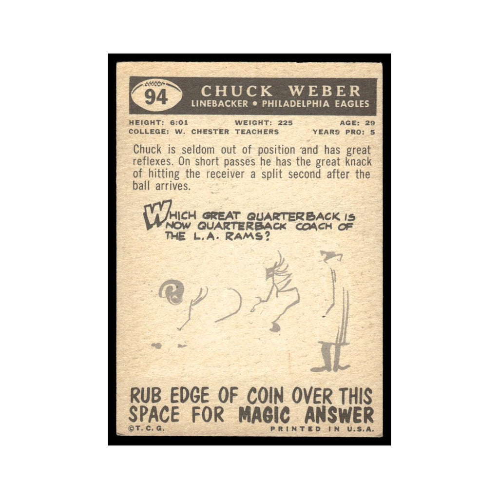 Chuck Weber 1959 Topps #94 Philadelphia Eagles Football Card EX