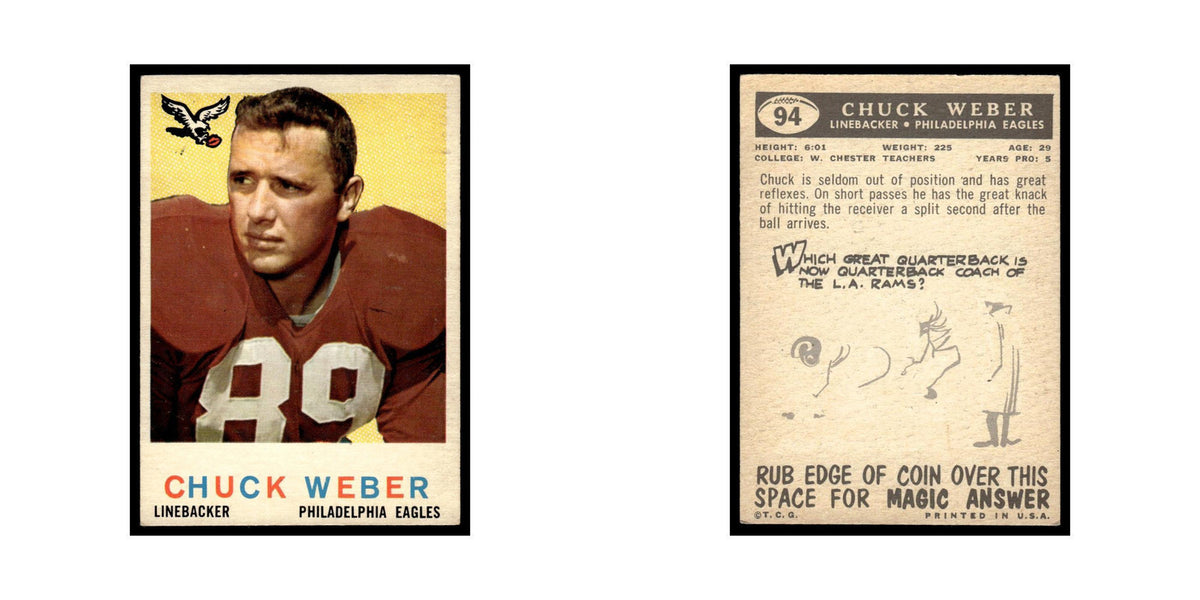 Chuck Weber 1959 Topps #94 Philadelphia Eagles Football Card EX