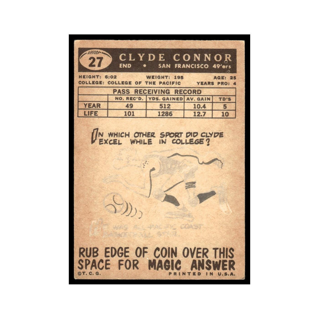 Clyde Connor 1959 Topps #27 San Francisco 49ers Football Card EX