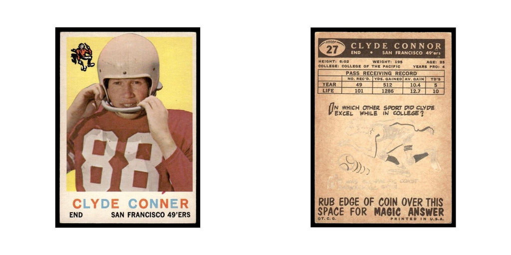 Clyde Connor 1959 Topps #27 San Francisco 49ers Football Card EX