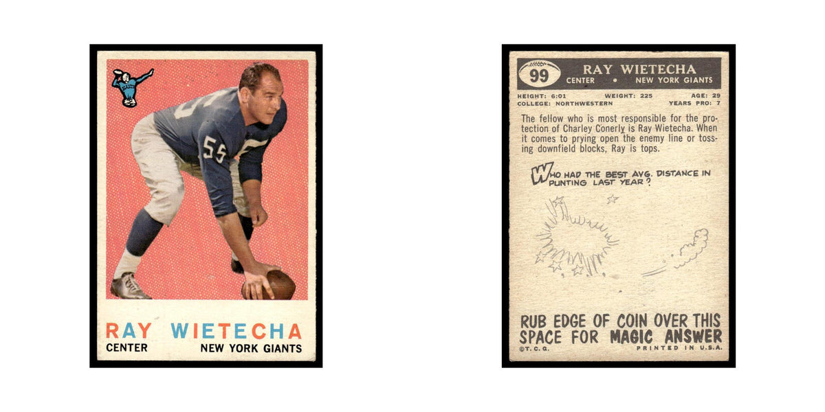Ray Wietecha 1959 Topps #99 New York Giants Football Card EX