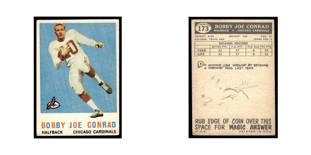 Bobby Joe Conrad Rookie 1959 Topps #173 Chicago Cardinals Football Card EX