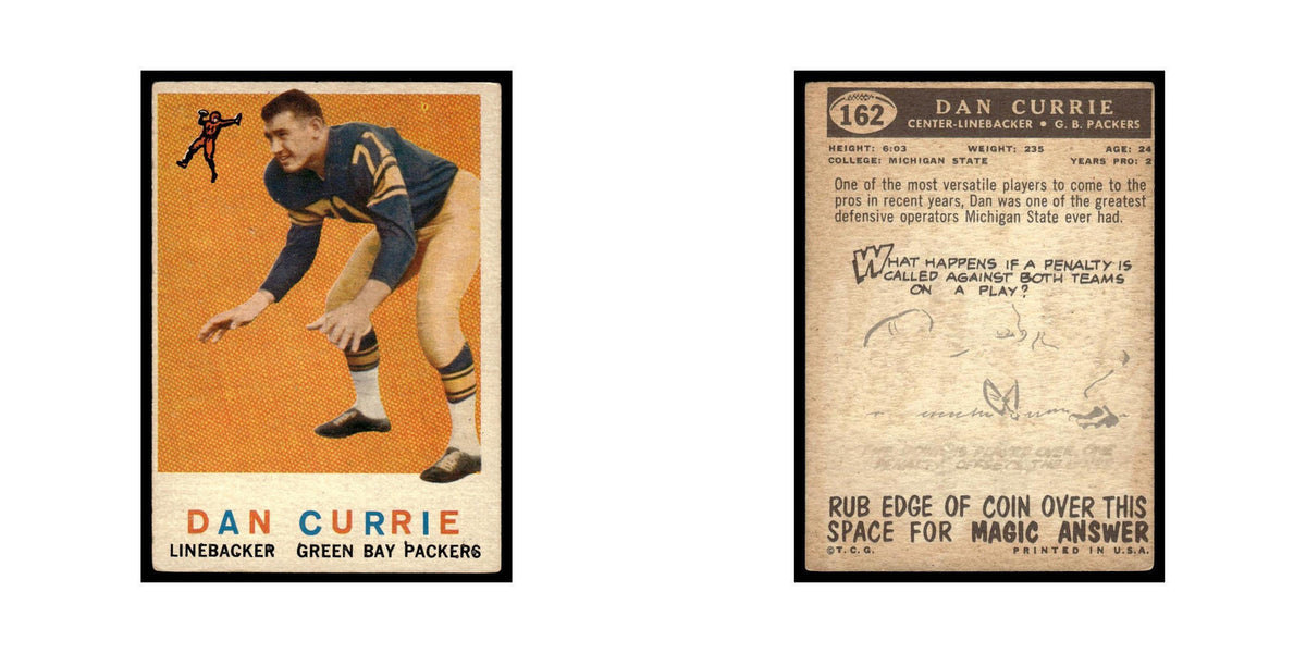 Dan Currie Rookie 1959 Topps #162 Green Bay Packers Football Card EX