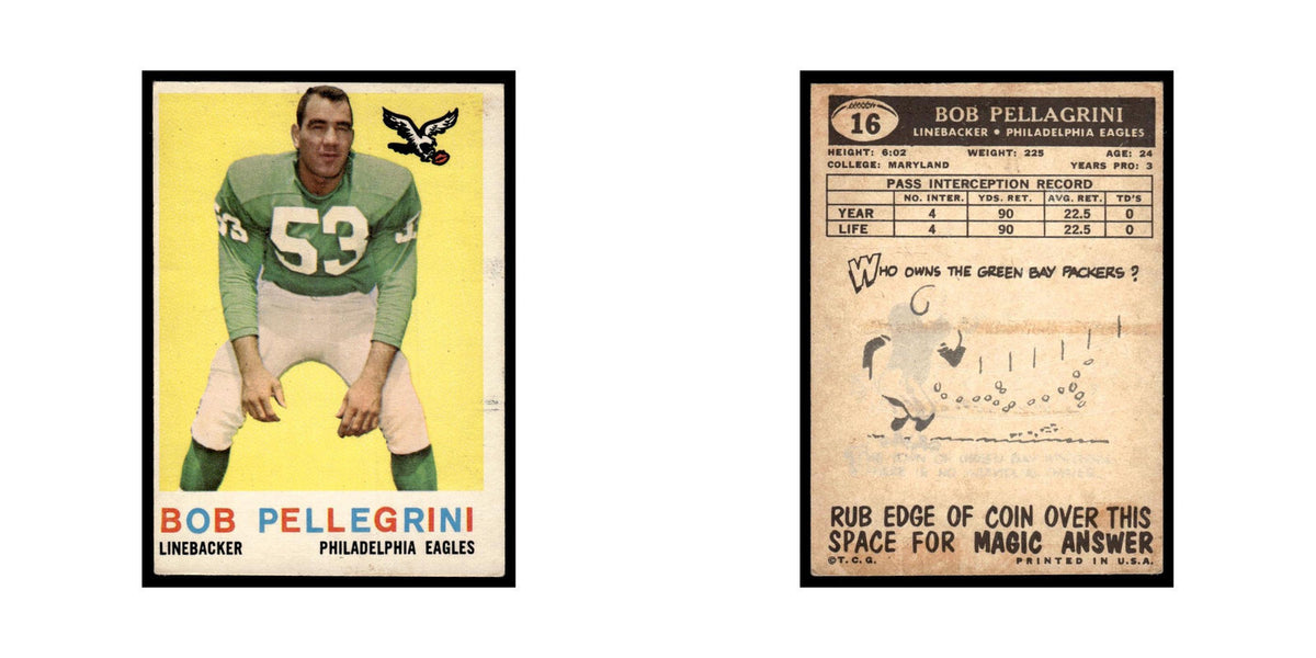 Bob Pellegrini 1959 Topps #16 Philadelphia Eagles Football Card EX