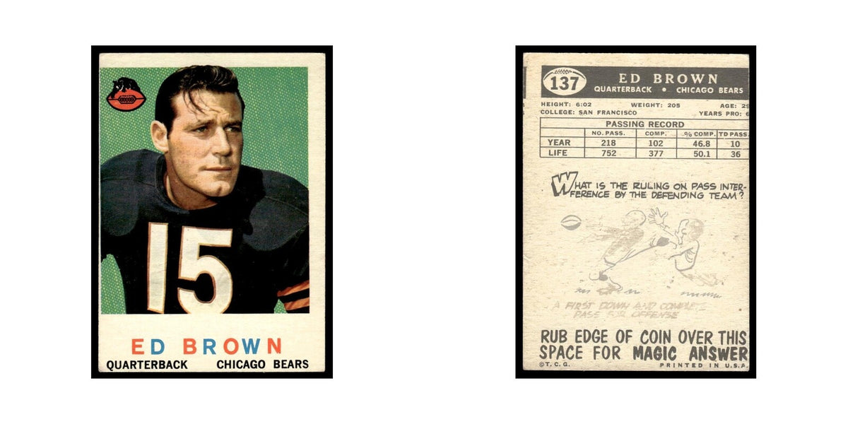 Ed Brown 1959 Topps #137 Chicago Bears Football Card EX