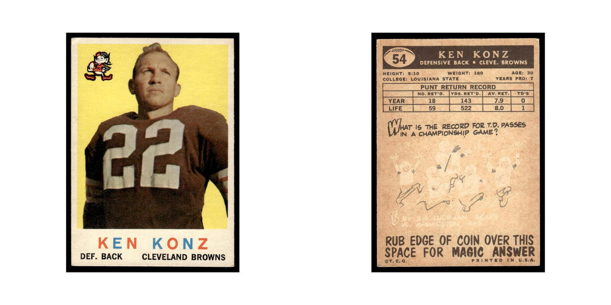 Ken Konz 1959 Topps #54 Cleveland Browns Football Card EX