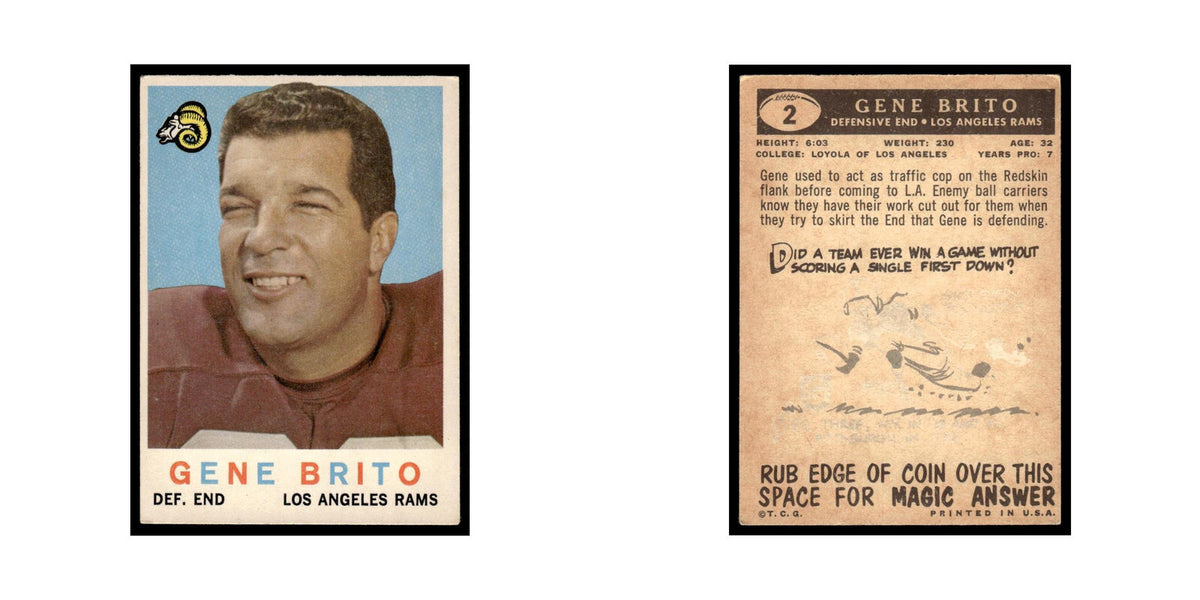 Gene Brito 1959 Topps #2 Los Angeles Rams Football Card EX