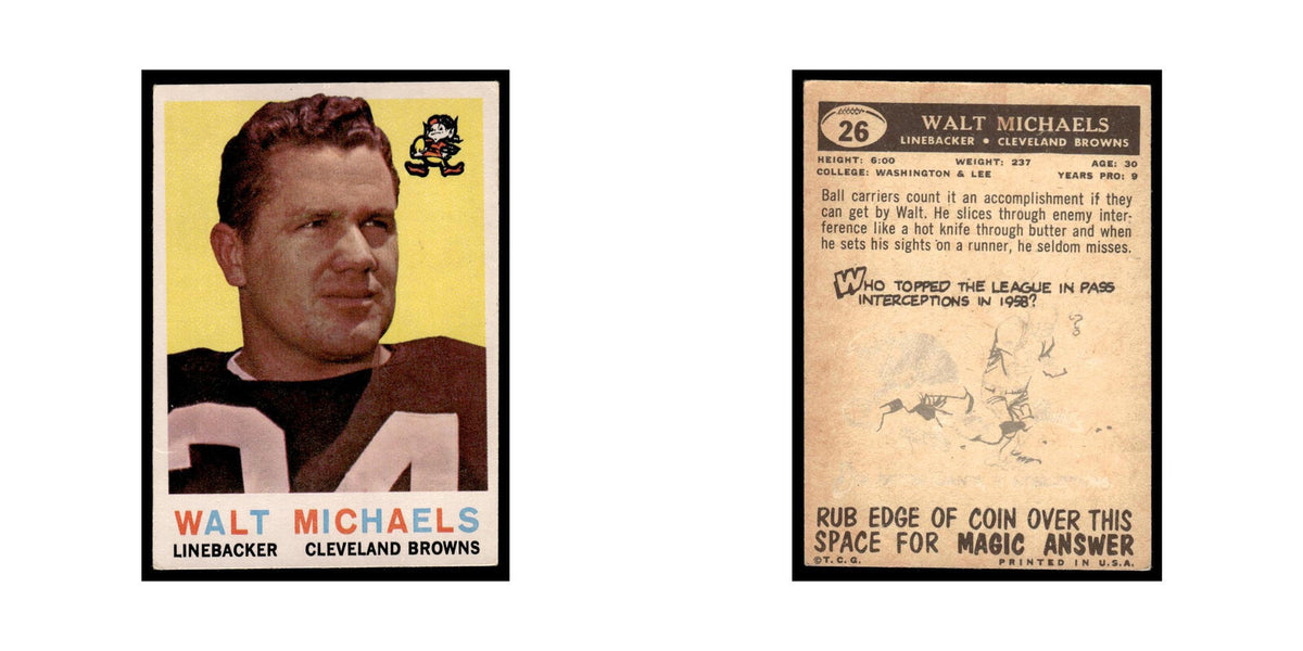 Walt Michaels 1959 Topps #26 Cleveland Browns Football Card EX