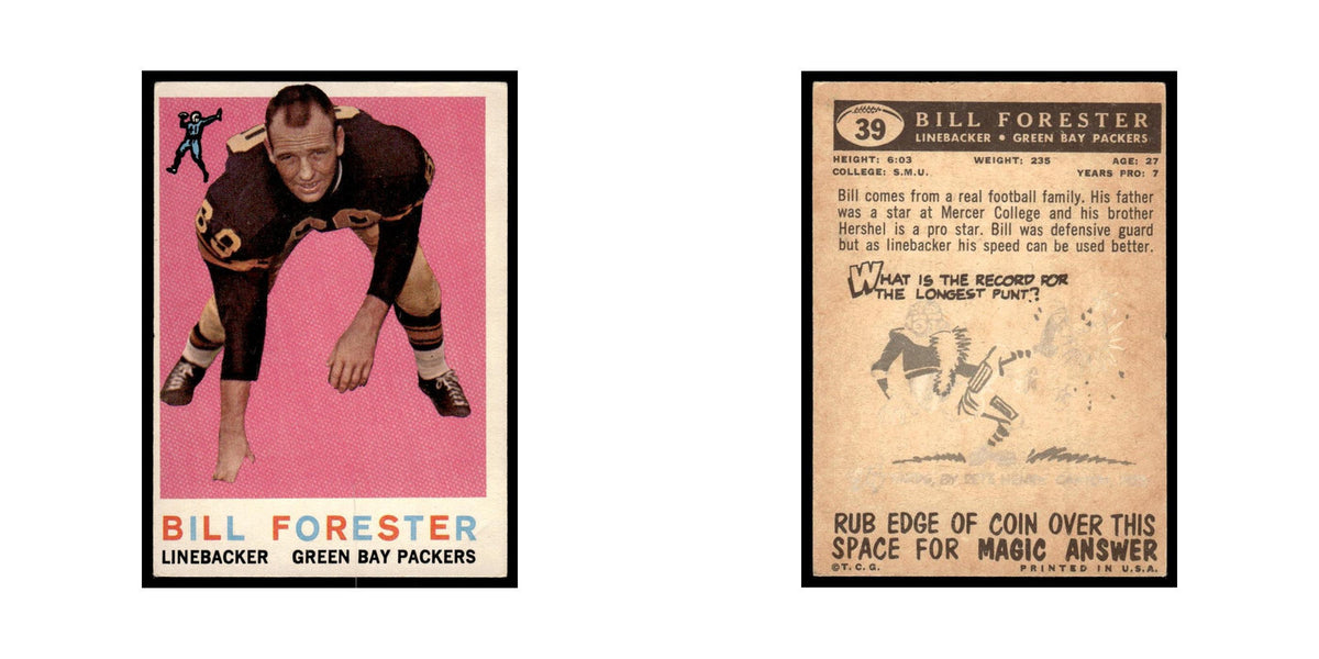 Bill Forester 1959 Topps #39 Green Bay Packers Football Card EX