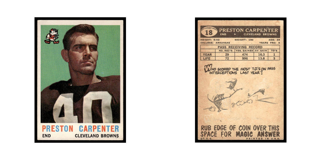 Preston Carpenter 1959 Topps #18 Cleveland Browns Football Card EX