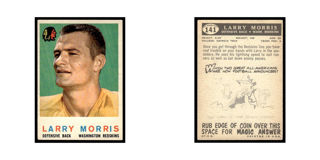 Larry Morris 1959 Topps #141 Washington Redskins Football Card EX