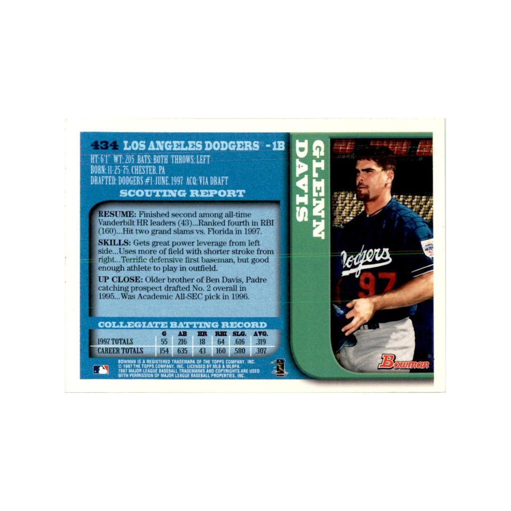 1997 Bowman Glenn Davis Baseball Cards #434