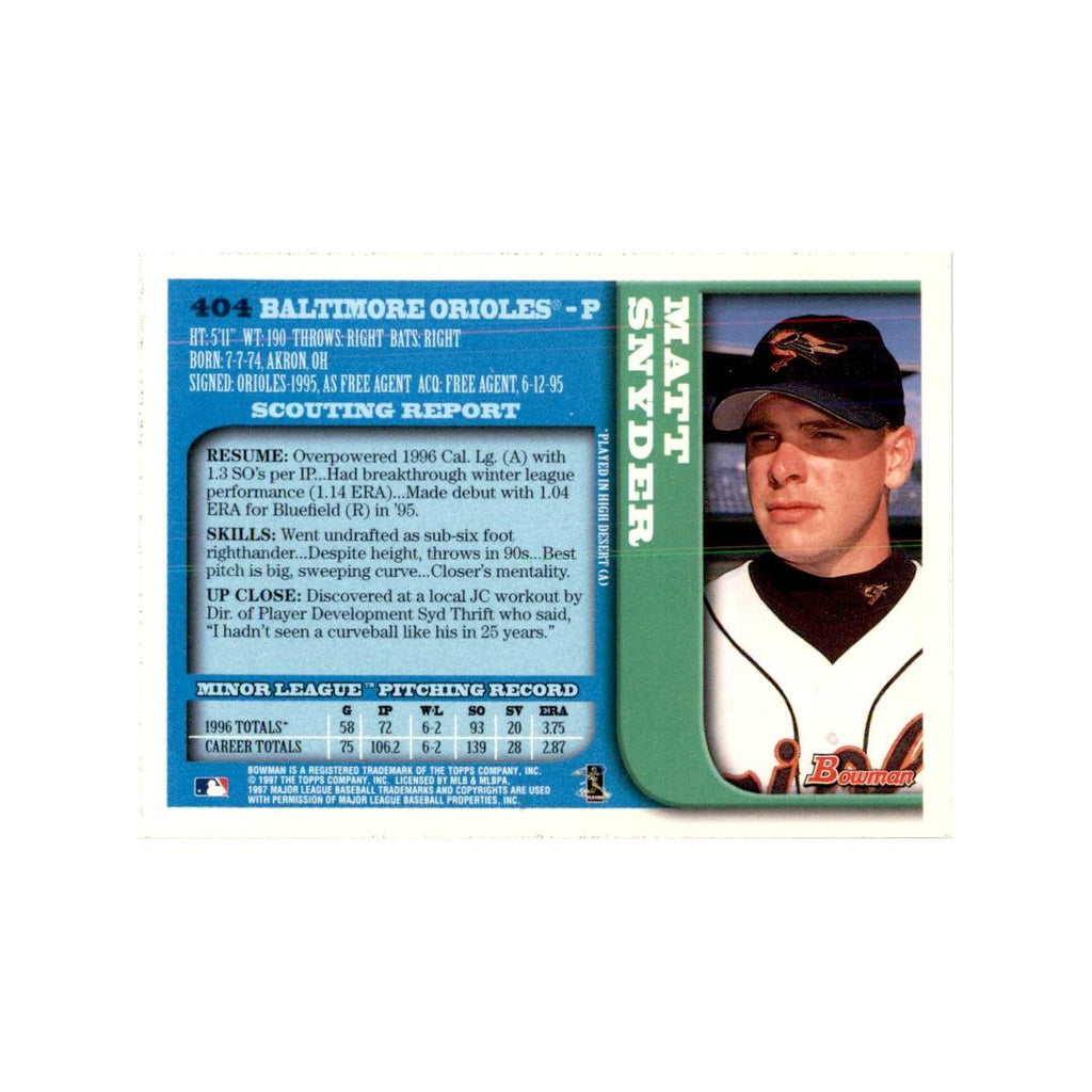 1997 Bowman Matt Snyder Baseball Cards #404