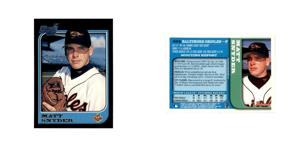 1997 Bowman Matt Snyder Baseball Cards #404