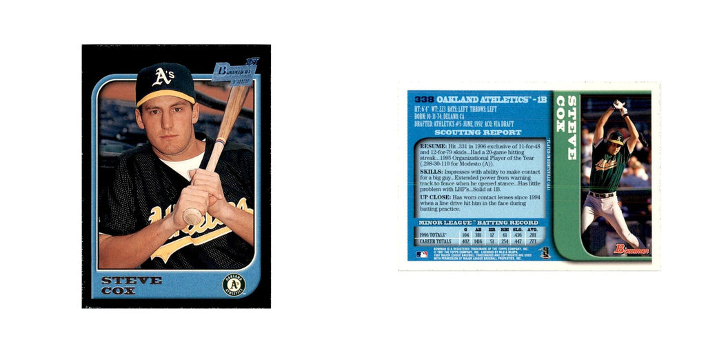 1997 Bowman Steve Cox Baseball Cards #338