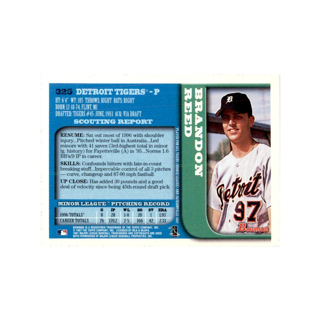 1997 Bowman Brandon Reed Baseball Cards #325