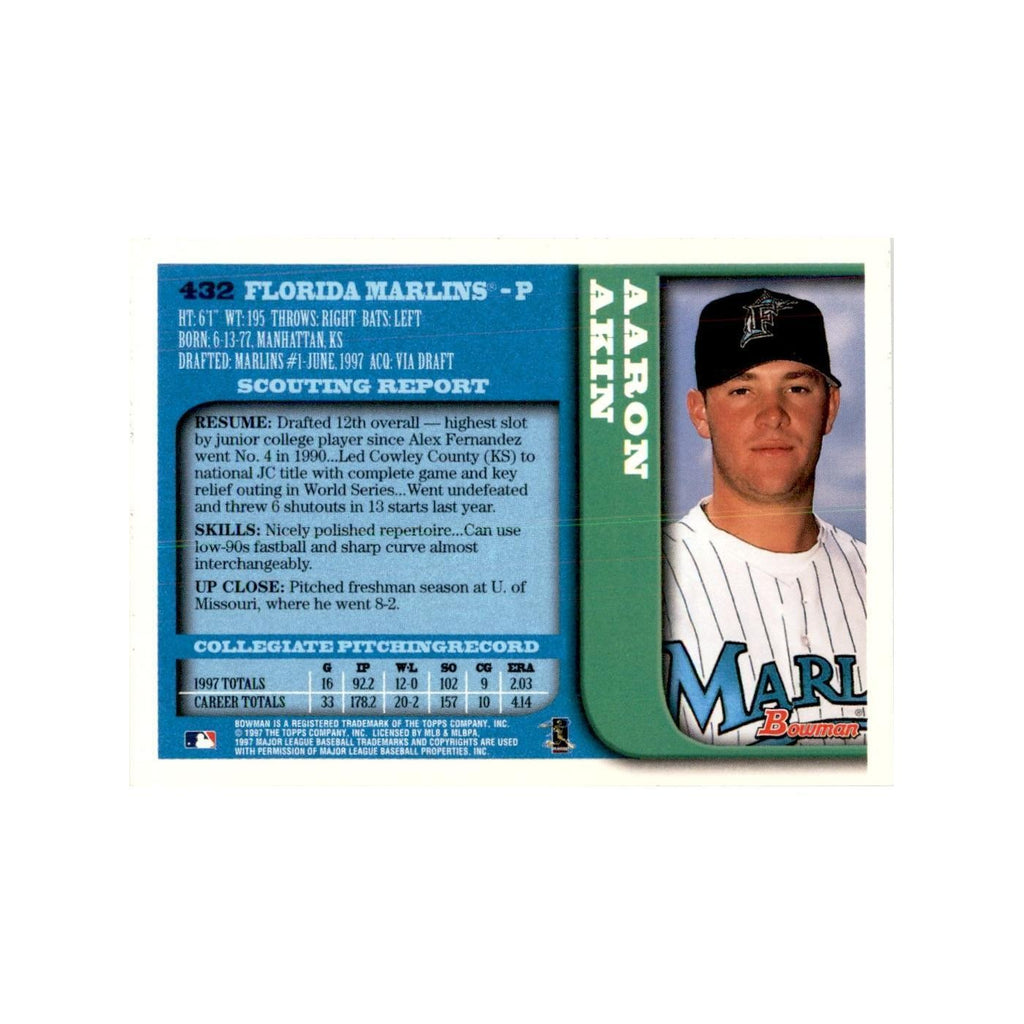1997 Bowman Aaron Akin Baseball Cards #432