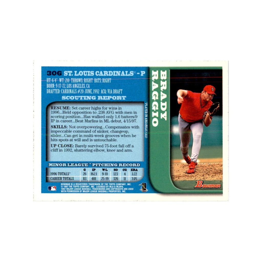1997 Bowman Brady Raggio Baseball Cards #306