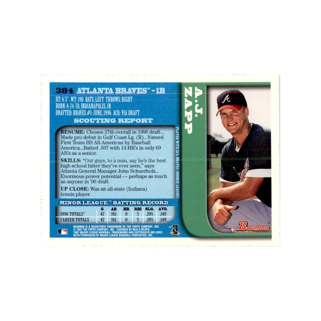 1997 Bowman A.J. Zapp Baseball Cards #384