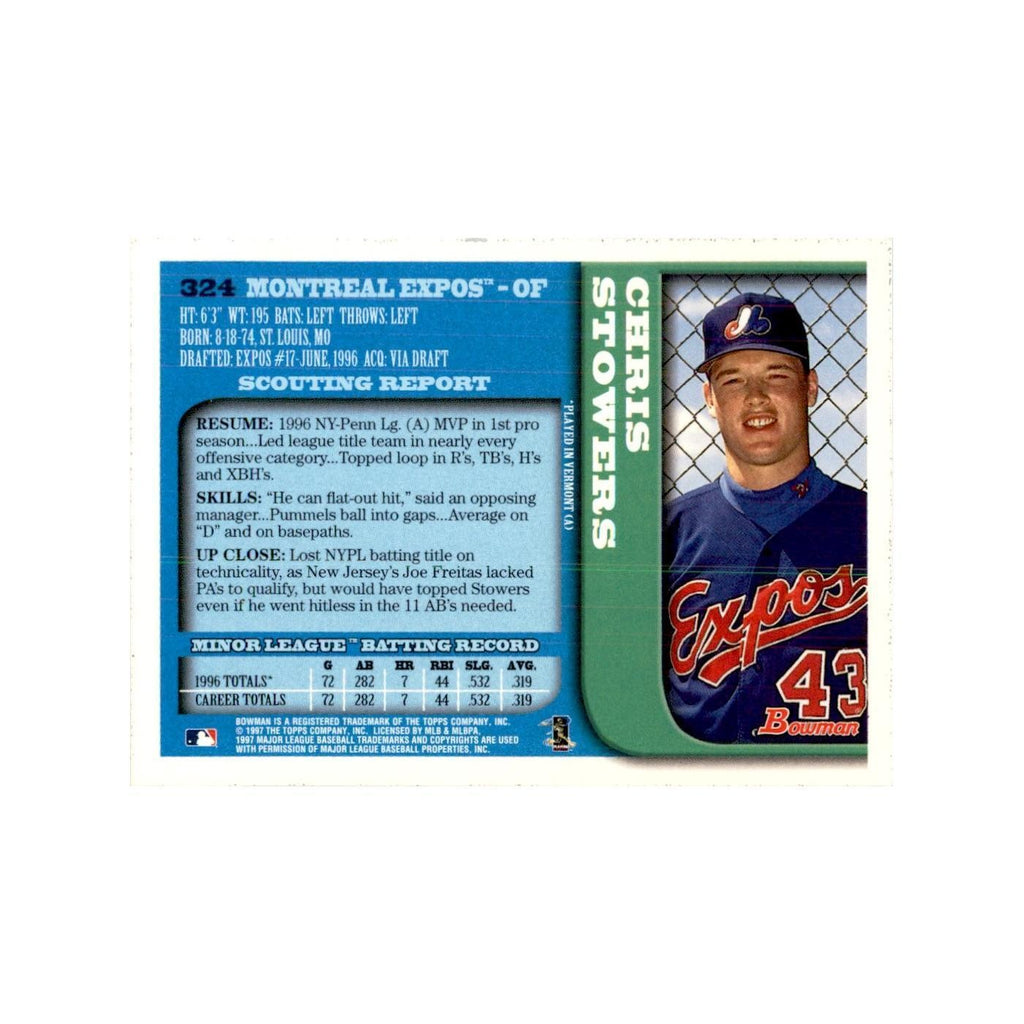 1997 Bowman Chris Stowers Baseball Cards #324