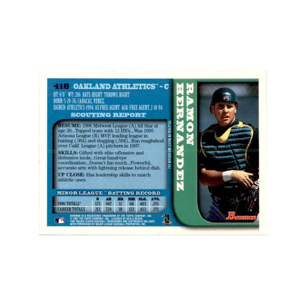 1997 Bowman Ramon Hernandez Baseball Cards #418
