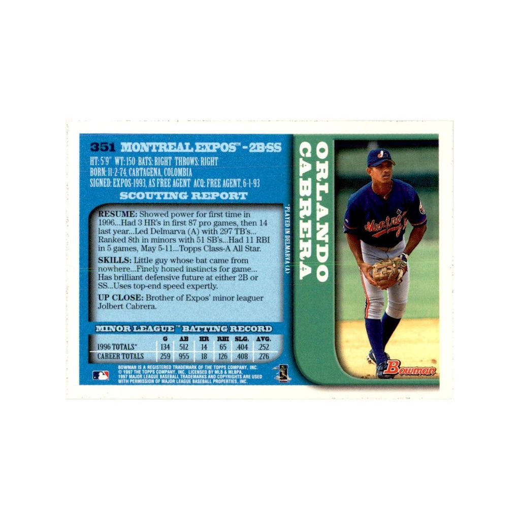 1997 Bowman Orlando Cabrera Baseball Cards #351