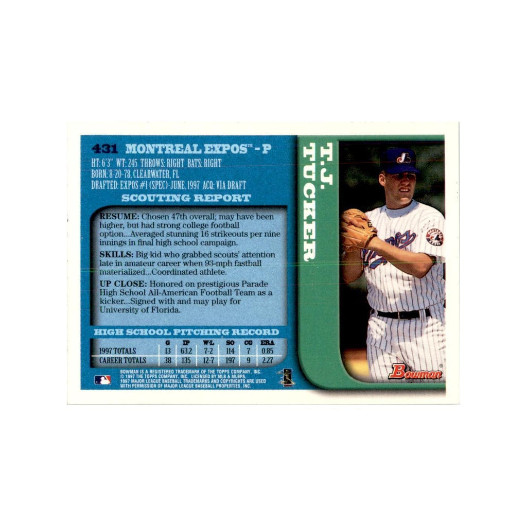 1997 Bowman T.J. Tucker Baseball Cards #431