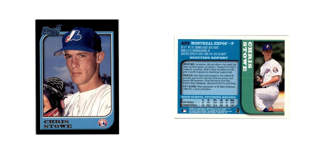 1997 Bowman Chris Stowe Baseball Cards #423