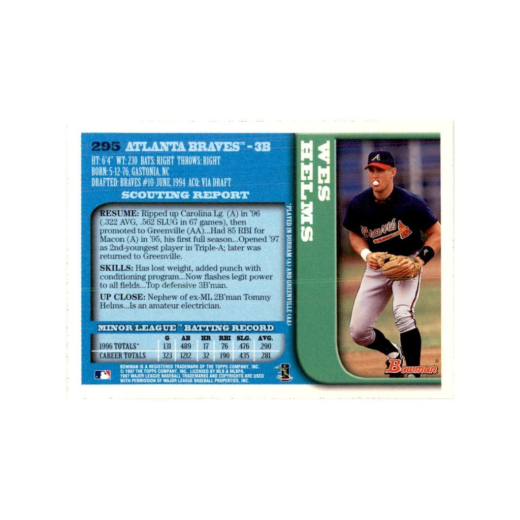 1997 Bowman Wes Helms Baseball Cards #295