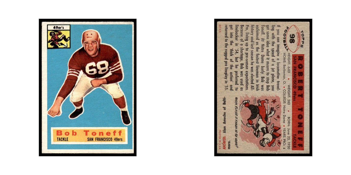 Bob Toneff 1956 Topps #98 San Francisco 49ers Football Card EX