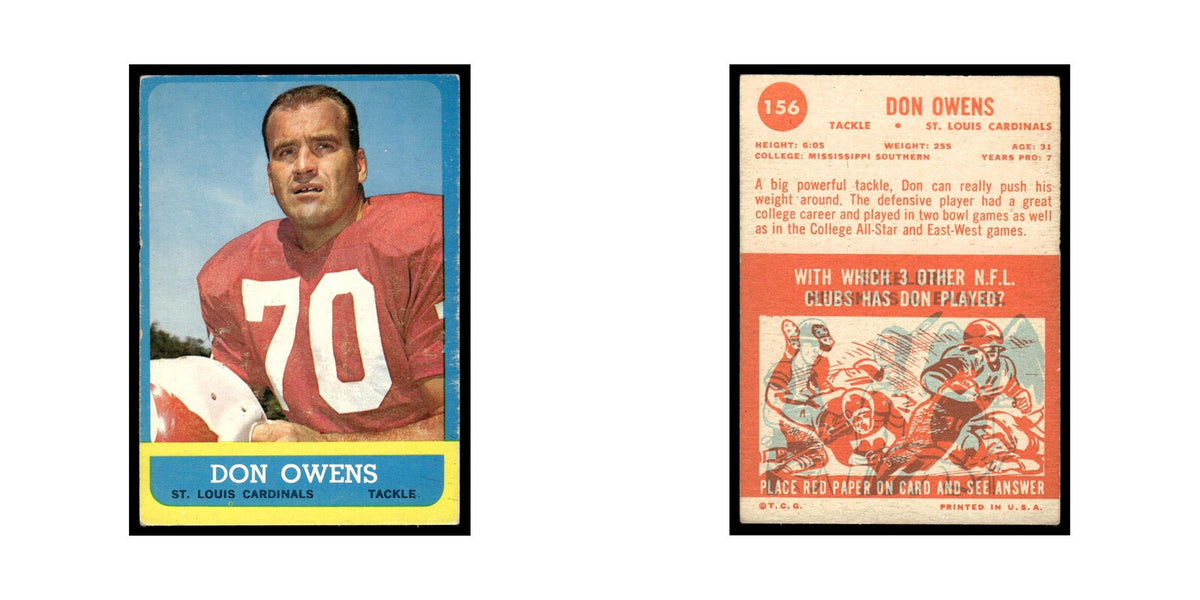 Don Owens 1963 Topps #156 St. Louis Cardinals Football Card EX