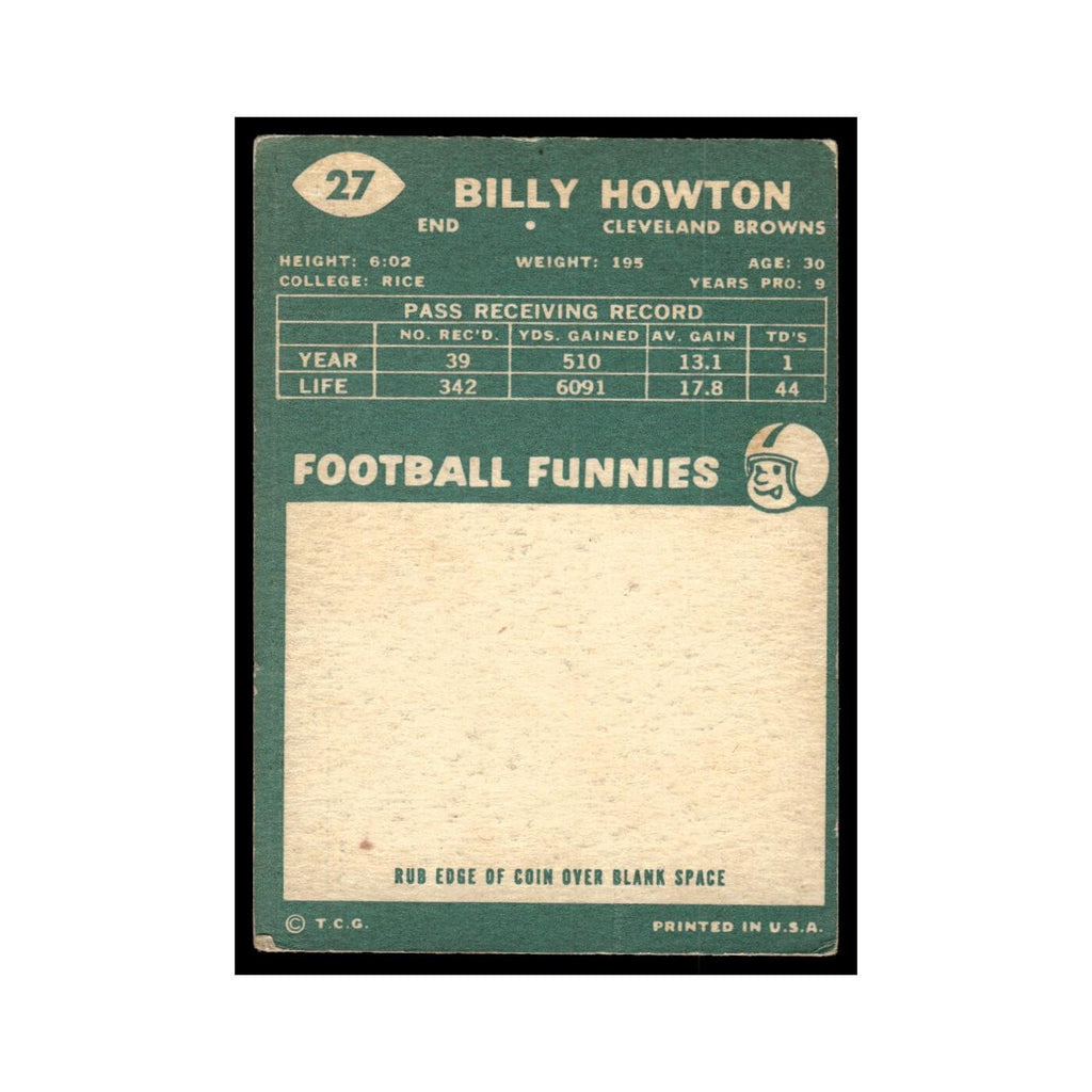 Billy Howton 1960 Topps #27 Cleveland Browns Football Card EX