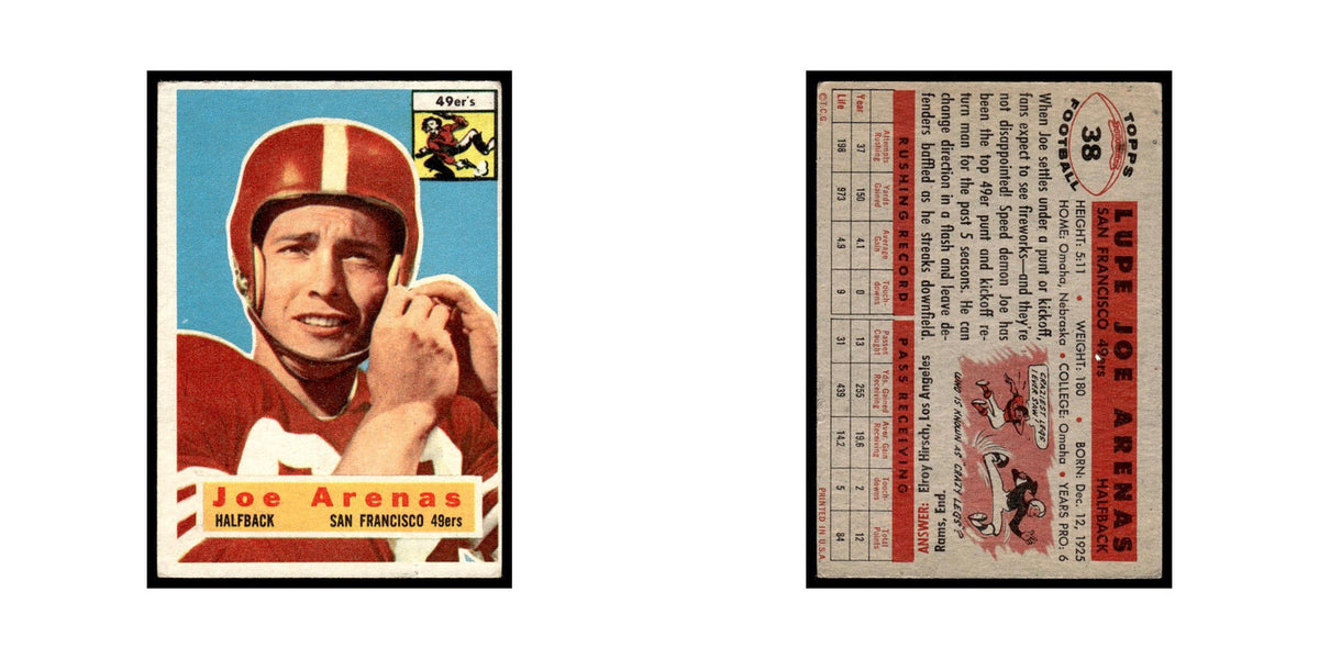 Joe Arenas 1956 Topps #38 San Francisco 49ers Football Card EX